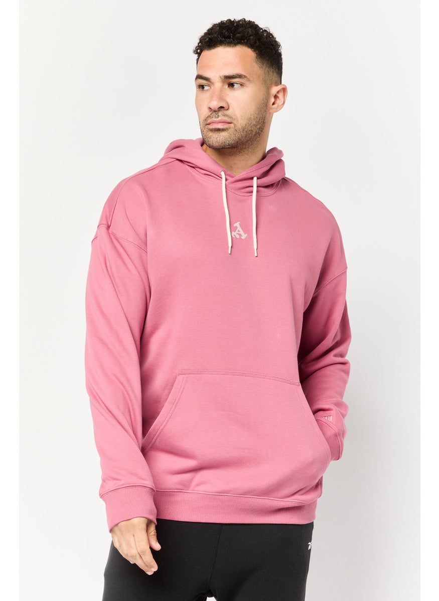Men Sportswear Fit Long Sleeves Running Sweatshirt, Dark Pink