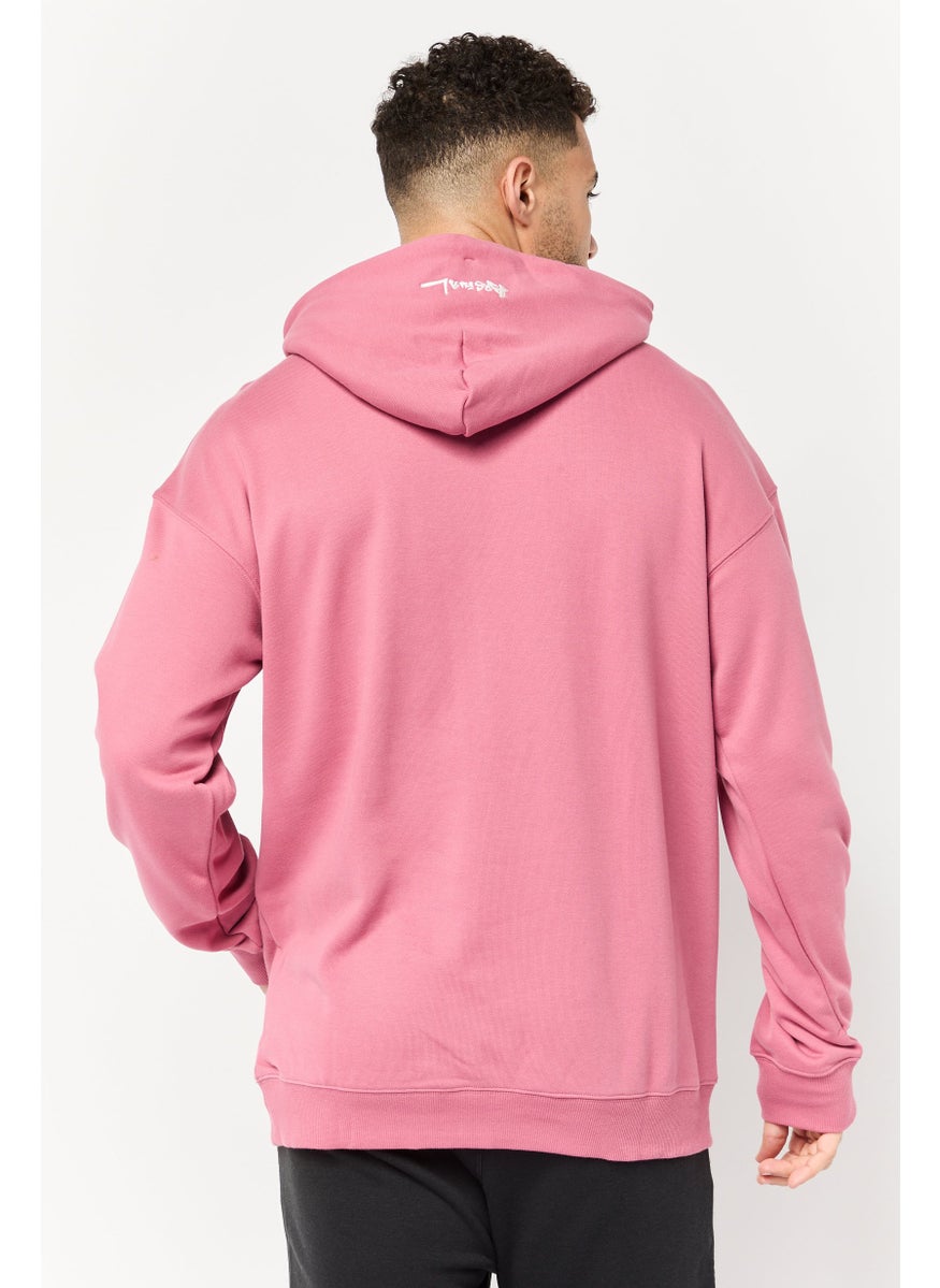 Men Sportswear Fit Long Sleeves Running Sweatshirt, Dark Pink