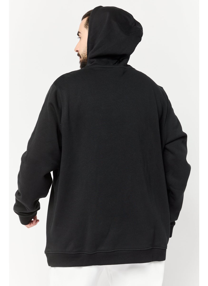 Men Sportswear Fit Long Sleeve Outdoor Hoodie, Black