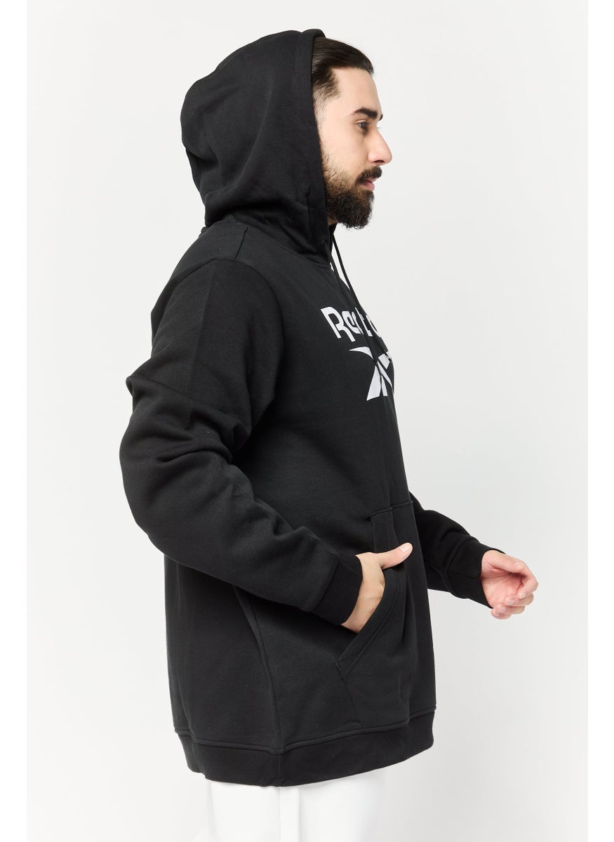 Men Sportswear Fit Long Sleeve Outdoor Hoodie, Black