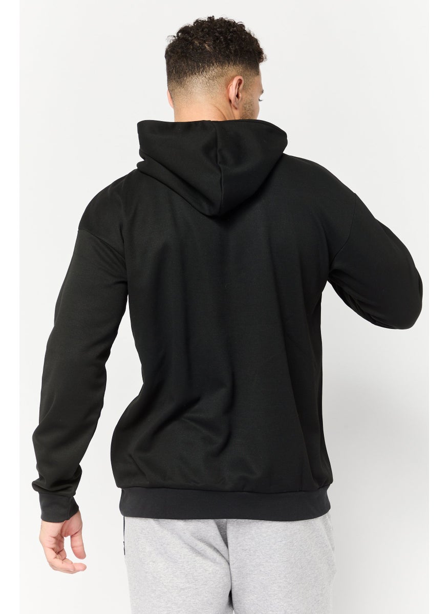 Men Sportswear Fit Long Sleeves Training Hooded, Black