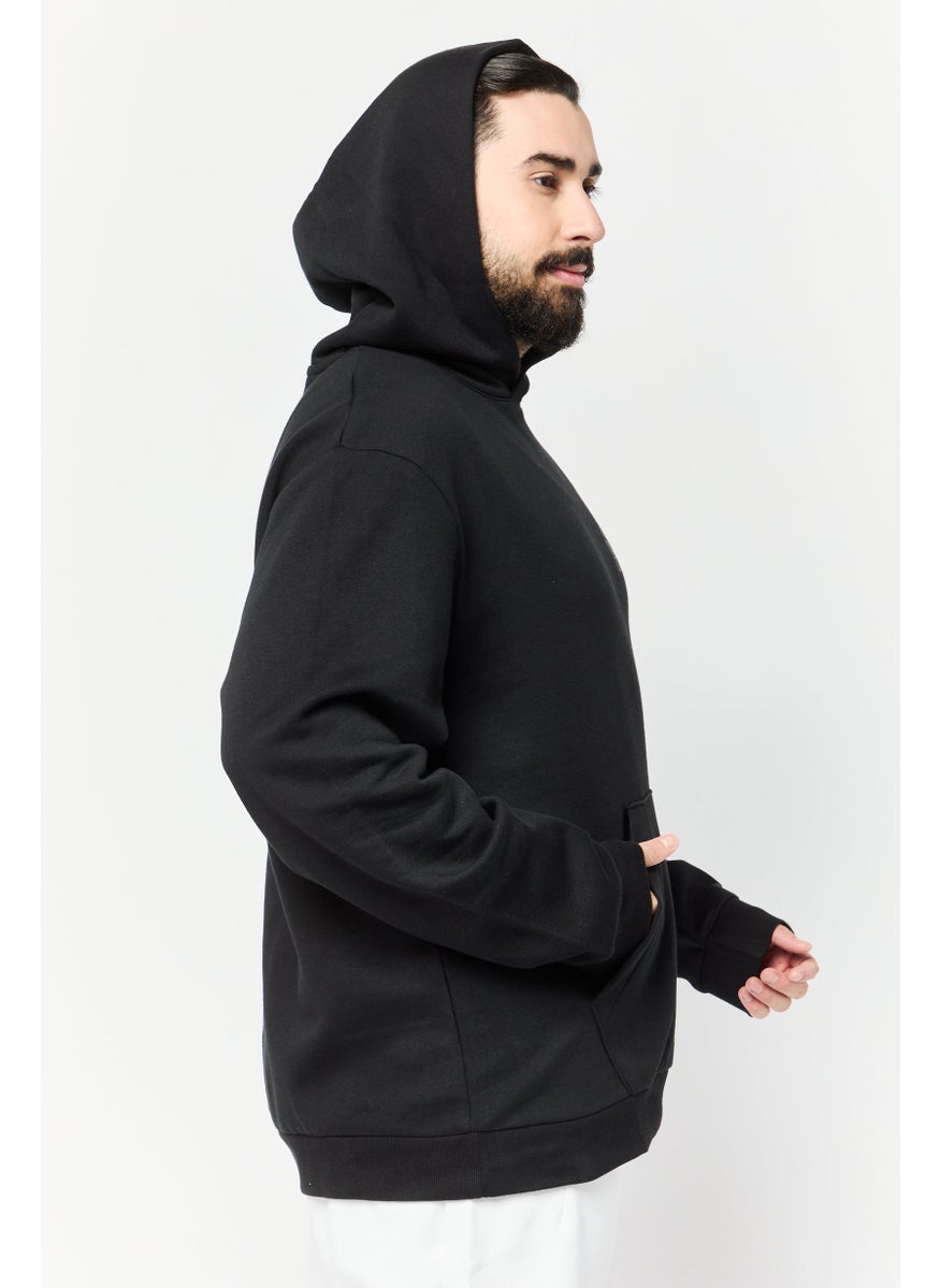Men Sportswear Fit Long Sleeve Basketball Hoodie, Black