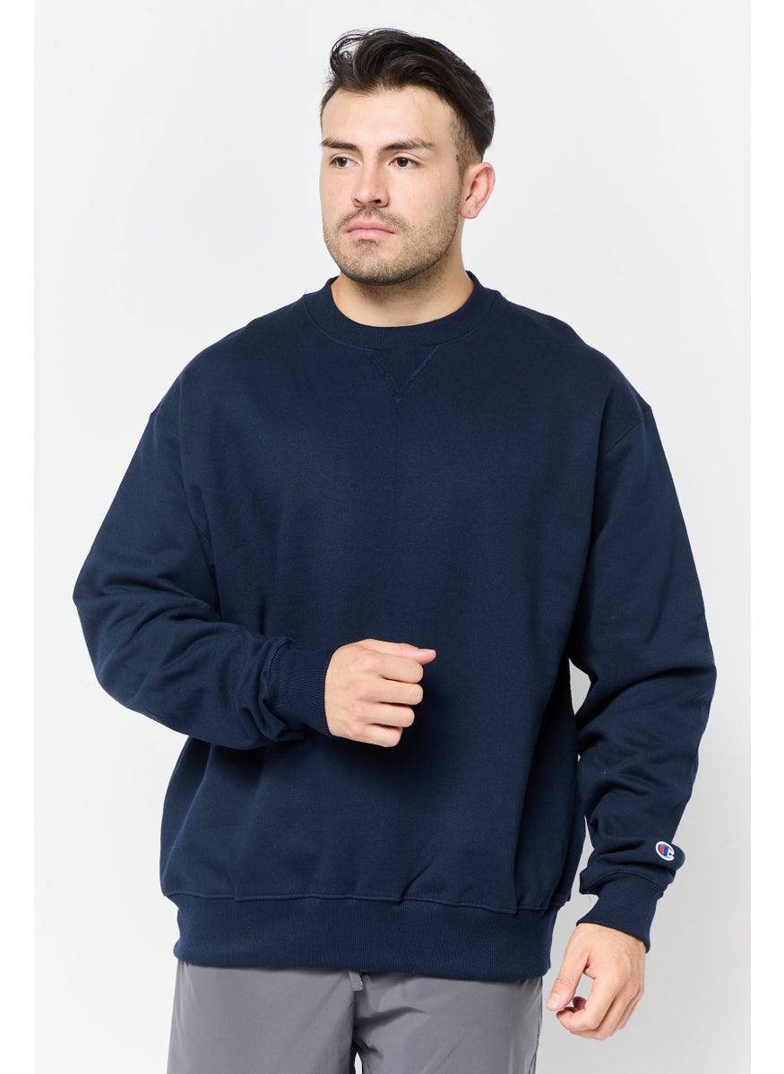Men Sportswear Fit Long Sleeve outdoor Sweatshirts, Navy Blue