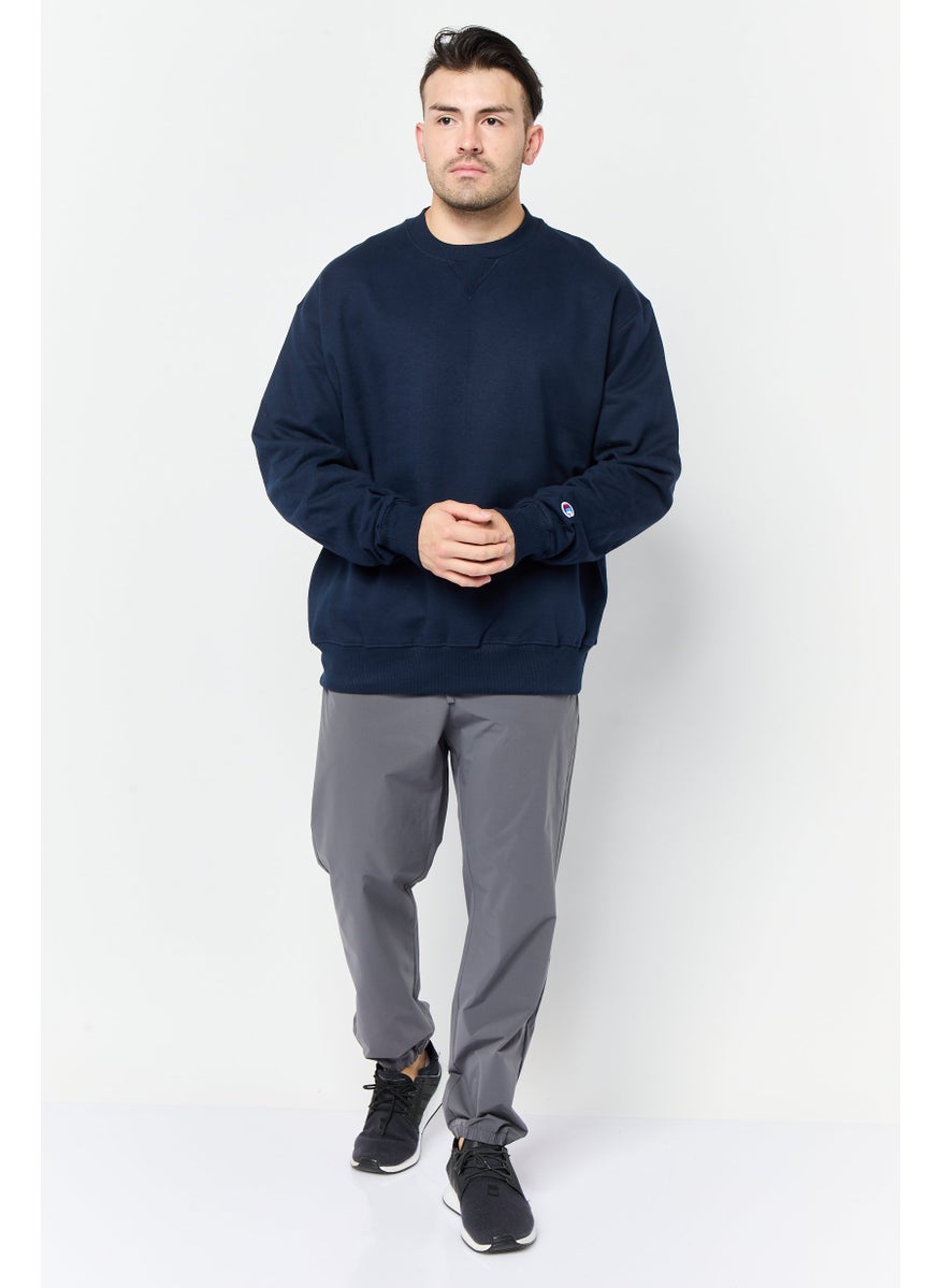 Men Sportswear Fit Long Sleeve outdoor Sweatshirts, Navy Blue