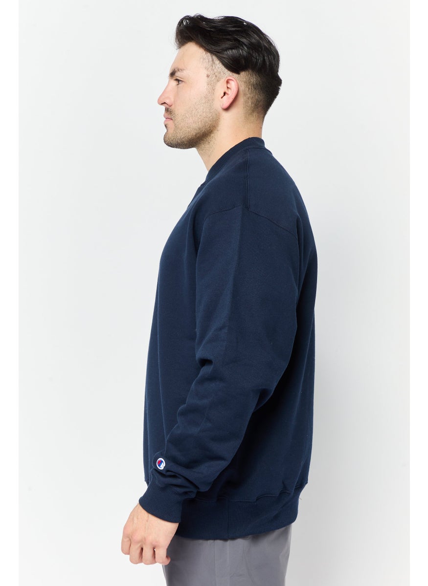 Men Sportswear Fit Long Sleeve outdoor Sweatshirts, Navy Blue