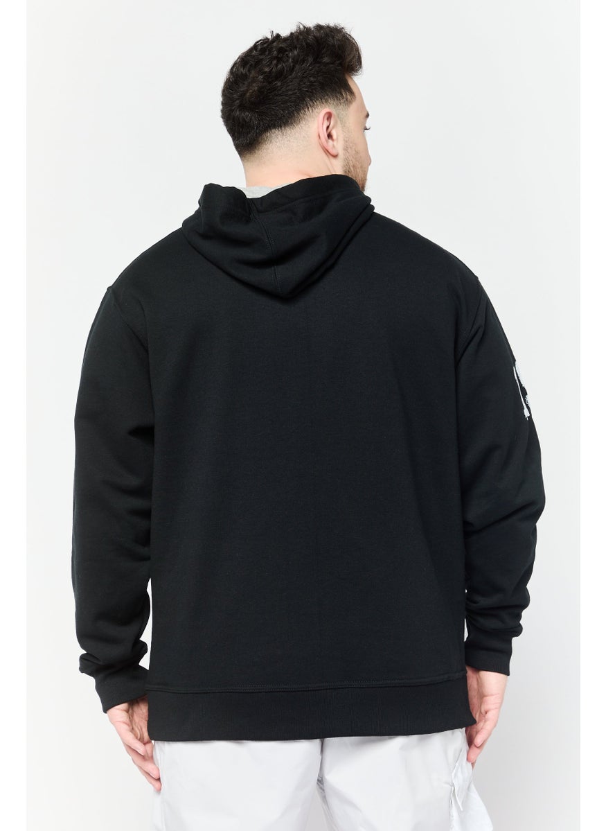 Men Sportswear Fit Long Sleeves Outdoor Sweatshirt, Black