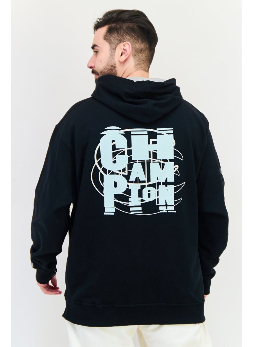 Men Sportswear Fit Long Sleeves Outdoor Hoodie, Black