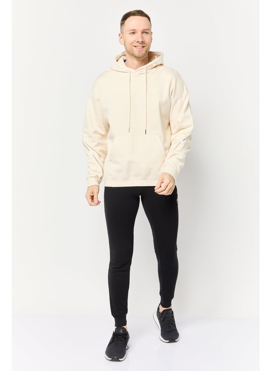 Men Sportswear Fit Long Sleeves Outdoor Hoodie, Cream