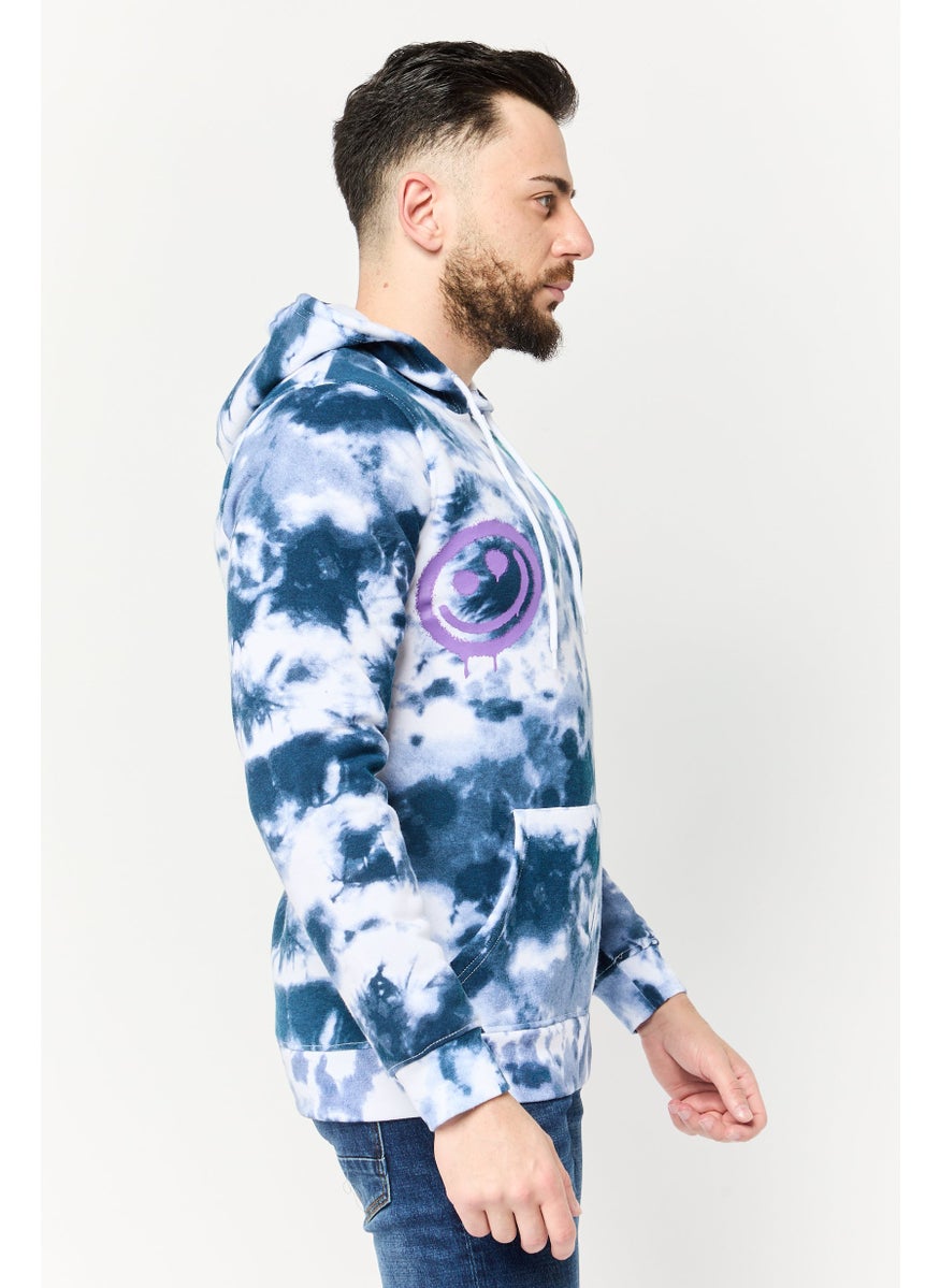 Men Long Sleeves Tie-Dye Hoodie, Multicolor