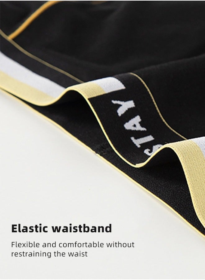 Set of 3 Men's Cotton Modal Boxer Shorts Breathable Soft Medium Waist Teenager Underwear Summer High Stretch Seamless Briefs Multicolour