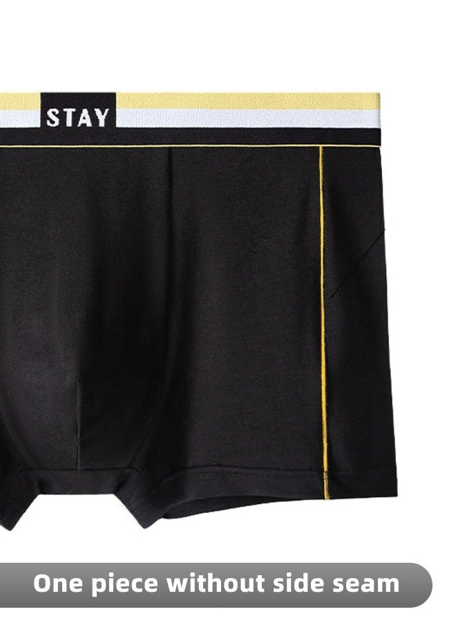 Set of 3 Men's Cotton Modal Boxer Shorts Breathable Soft Medium Waist Teenager Underwear Summer High Stretch Seamless Briefs Multicolour