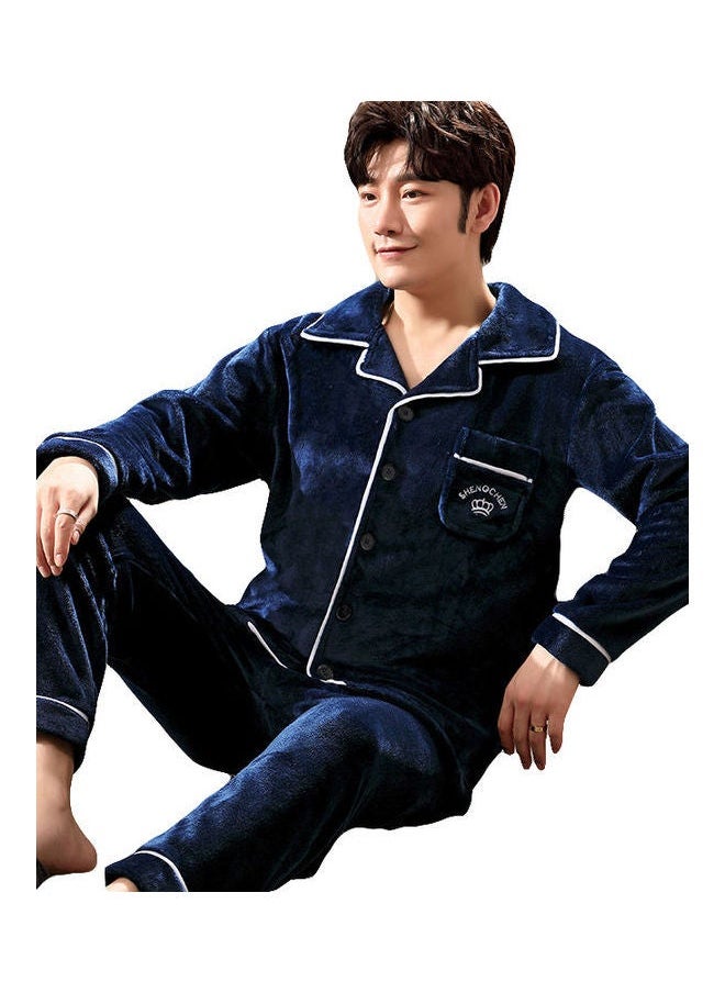 2-Piece Nightwear Pyjama Set Dark Blue