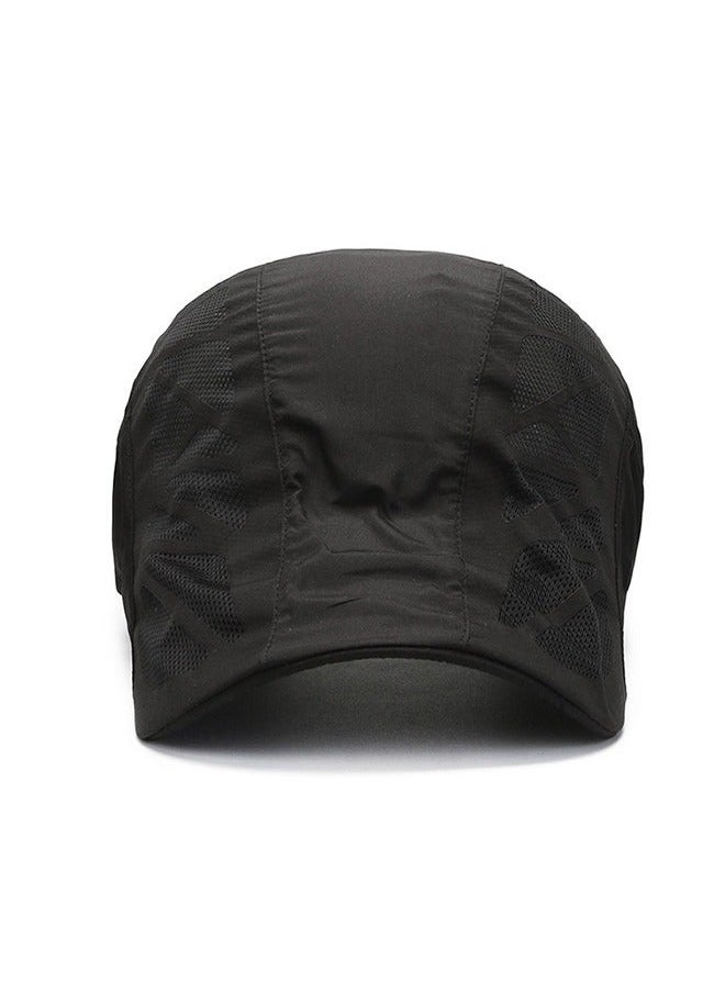 Baseball Cap for Men Mesh Flat Berets Newsboy Hat Quick-Drying Breathable Trucker Adjustable Sports Golf Hats Black