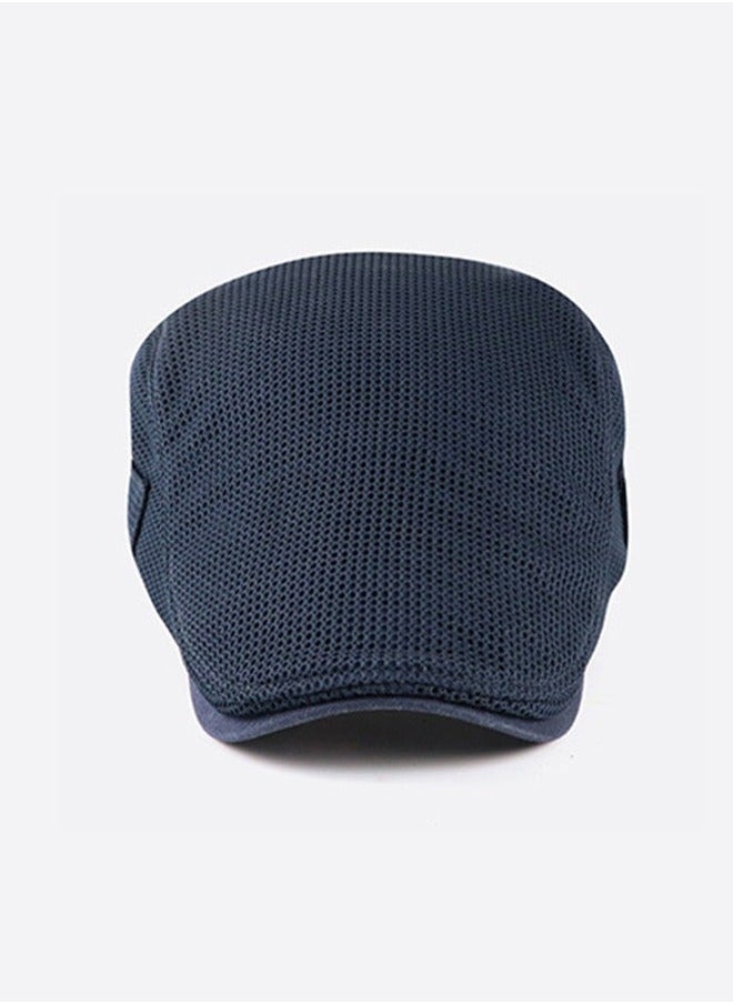 New Style Mens Beret Cap Newsboy Hat Adjustable Irish Cabbie Gatsby Mesh Breathable Driving Outdoor Sun Protection Classic Dark Blue