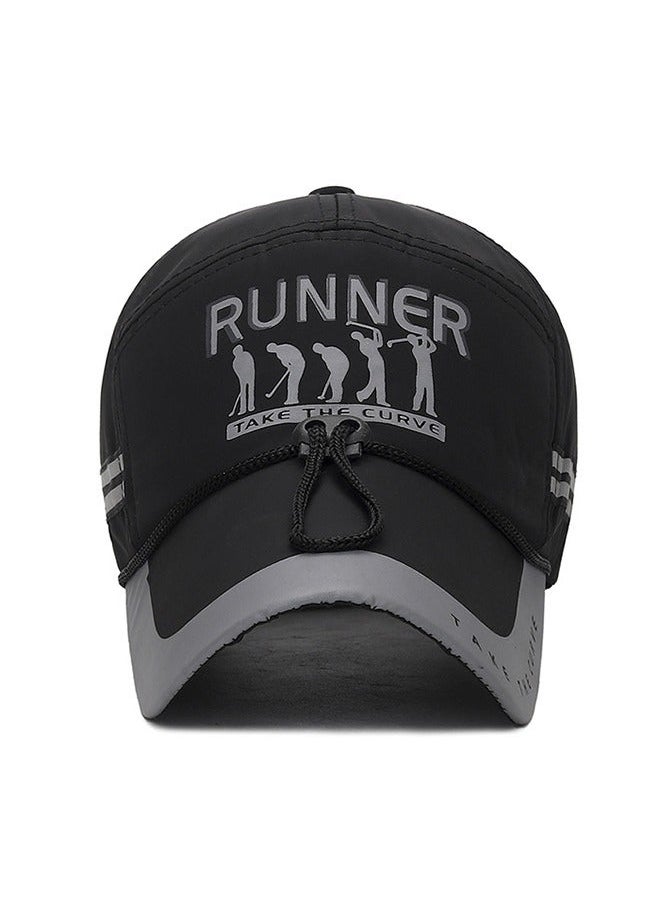 Men's Baseball Cap Spring Autumn Casual Adjustable Quick-drying Breathable Anti-UV Youth Hat Suitable for Outdoor Sports and Mountain Climbing Black