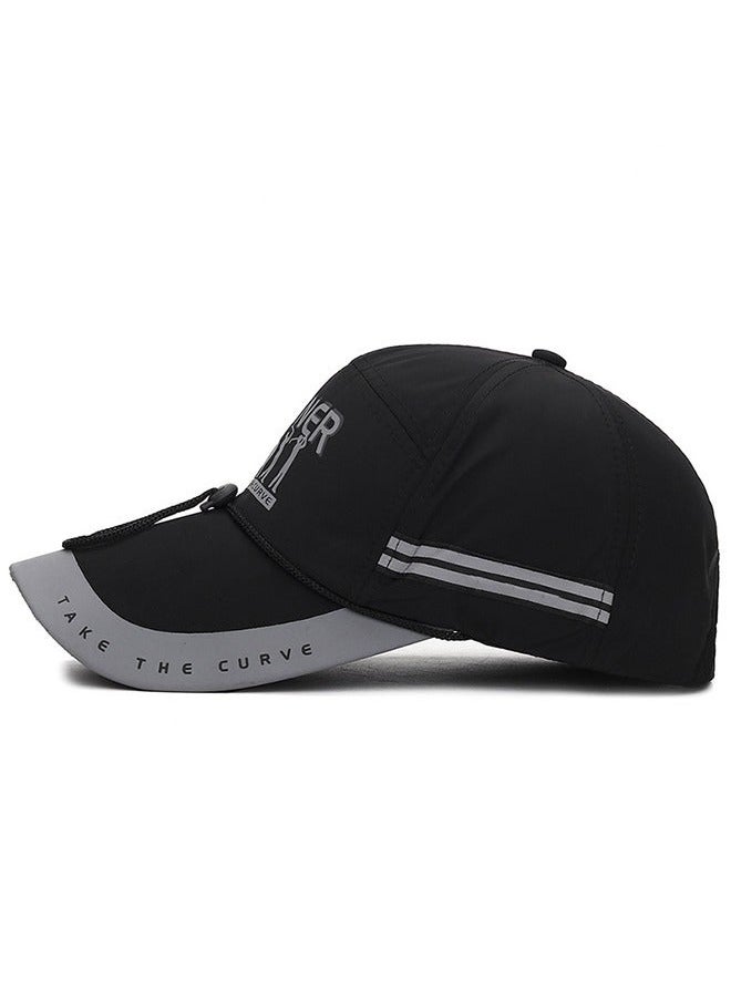 Men's Baseball Cap Spring Autumn Casual Adjustable Quick-drying Breathable Anti-UV Youth Hat Suitable for Outdoor Sports and Mountain Climbing Black
