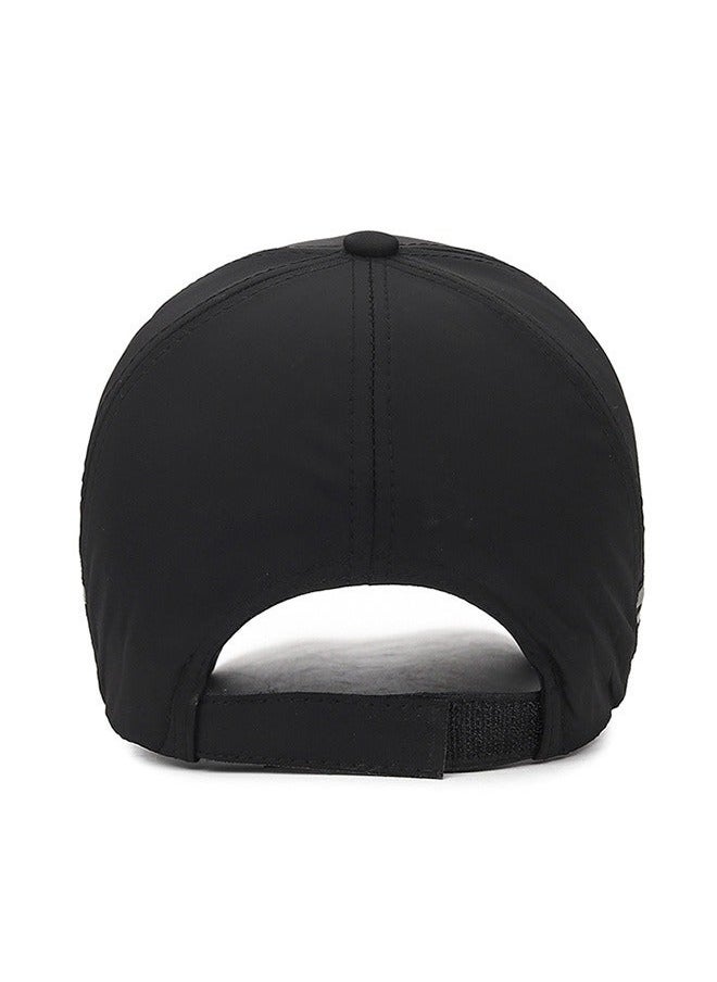 Men's Baseball Cap Spring Autumn Casual Adjustable Quick-drying Breathable Anti-UV Youth Hat Suitable for Outdoor Sports and Mountain Climbing Black