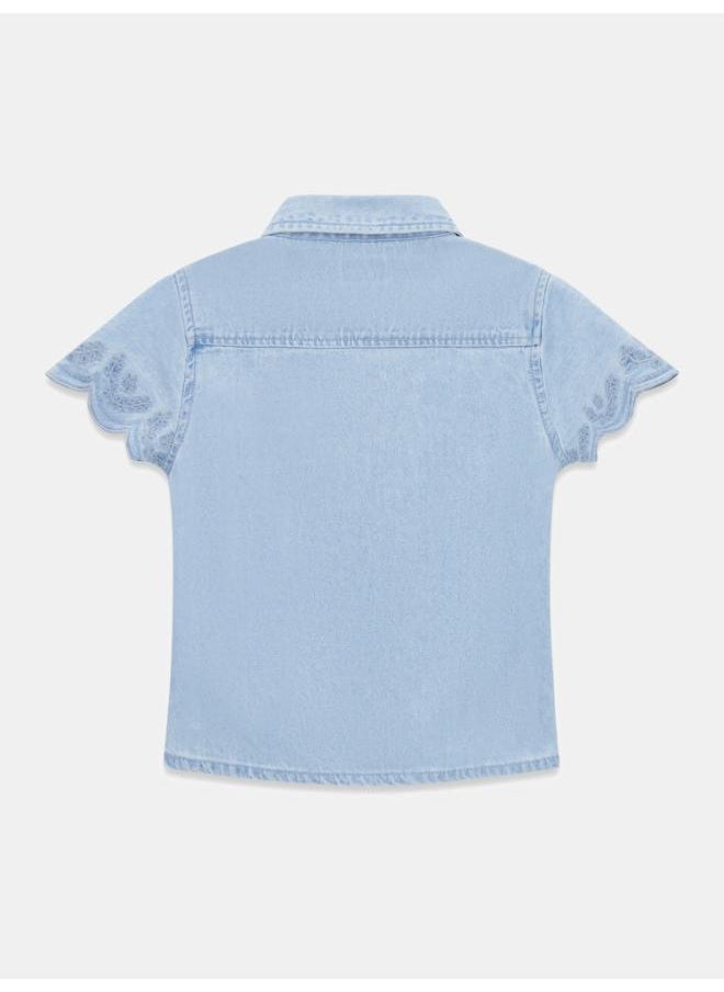 Kids Denim Short Sleev Shirt