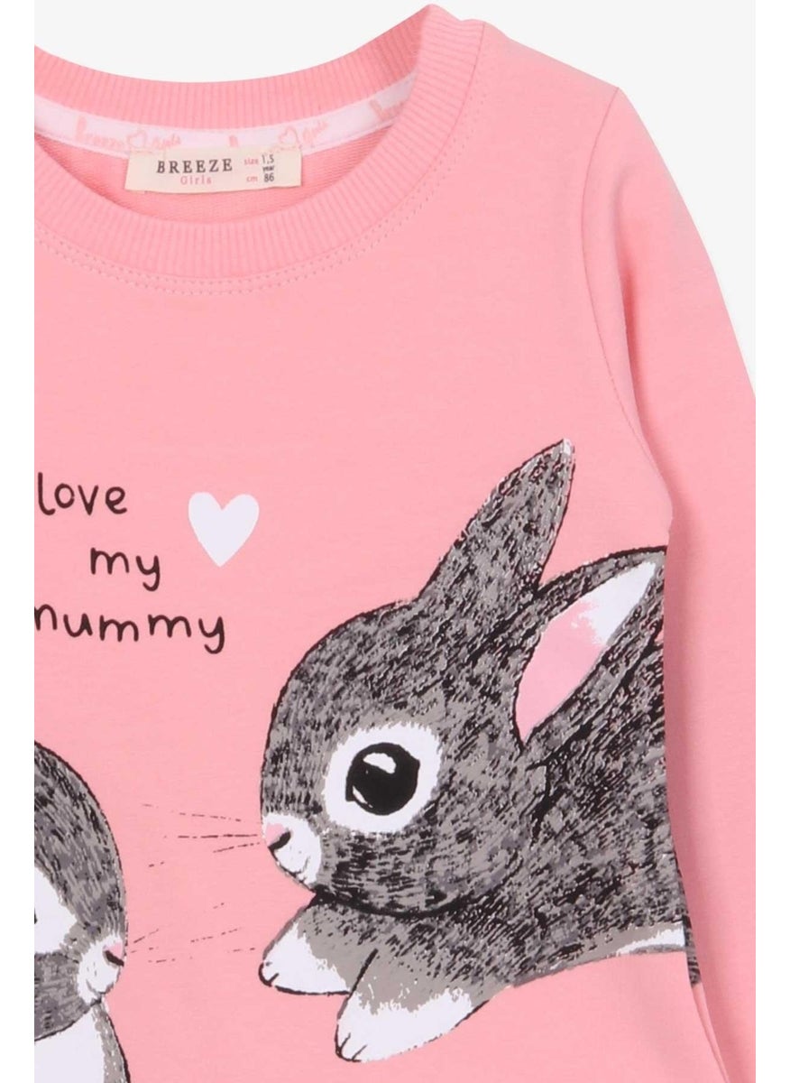 Girl's Tunic Rabbit Patterned 1.5-5 Years, Salmon