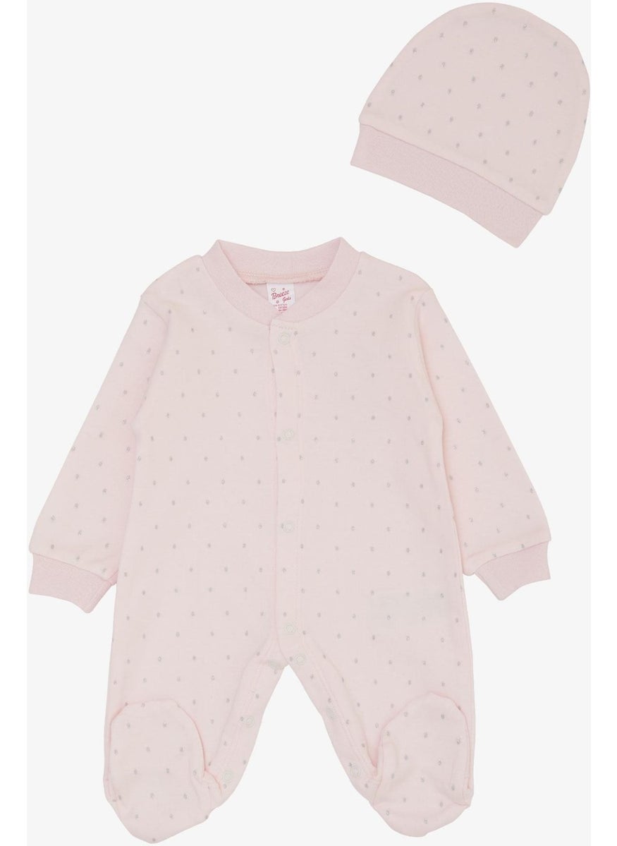 Baby Girl Booties Jumpsuit Polka Dot Patterned 0-6 Months, Powder