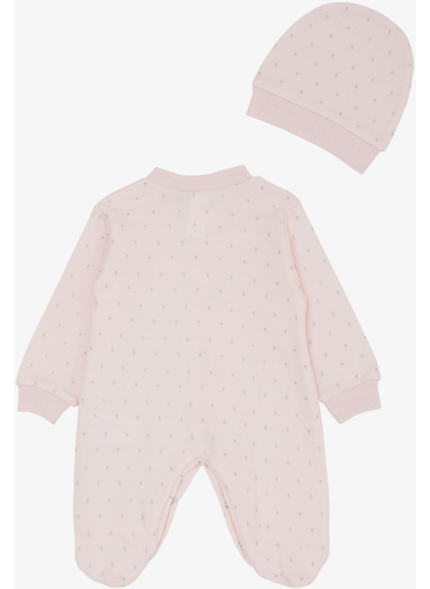 Baby Girl Booties Jumpsuit Polka Dot Patterned 0-6 Months, Powder