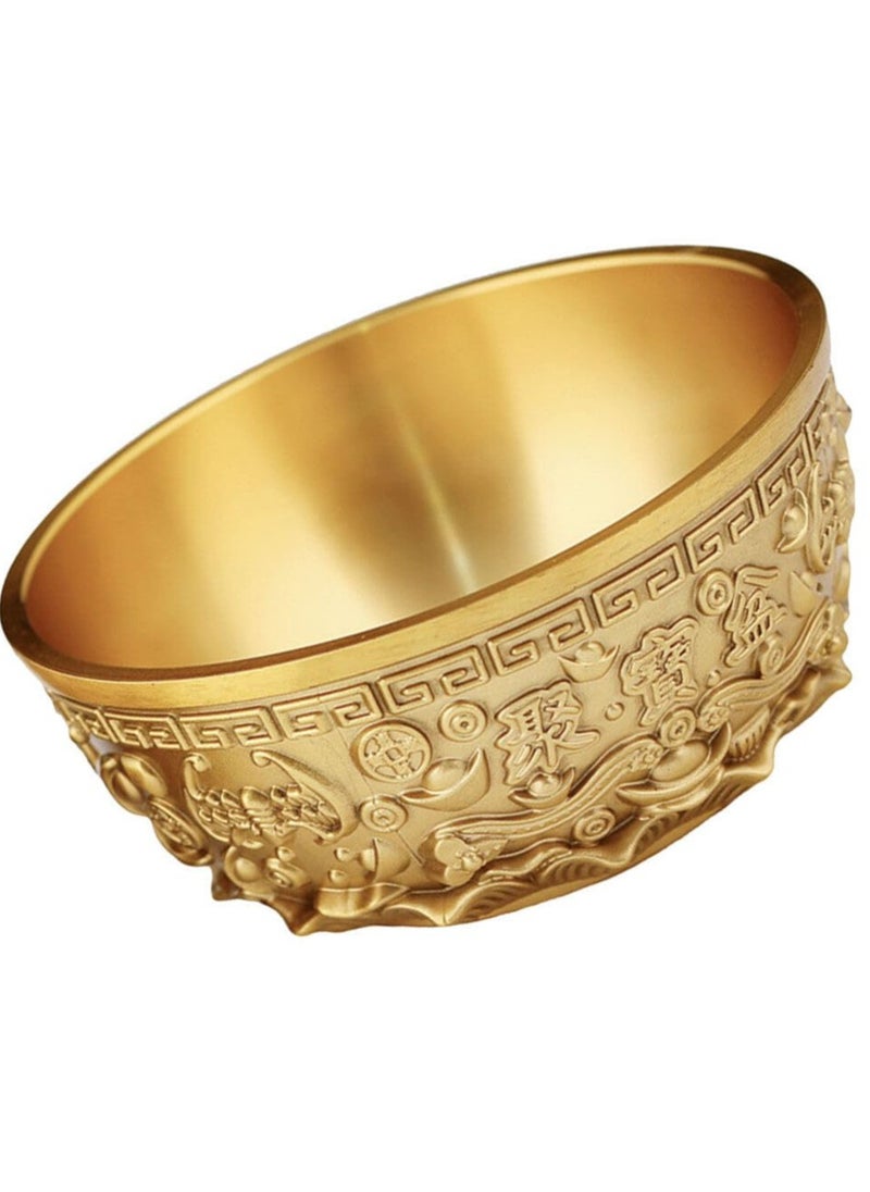 Brass Treasure Bowl, Gold Decor Home Decor Candy Bowl Treasure Basin Money Fortune Basin Treasure Bowl Chinese Fortune Bowl Desktop Decoration Home Supply Office Chinese Style Household Products