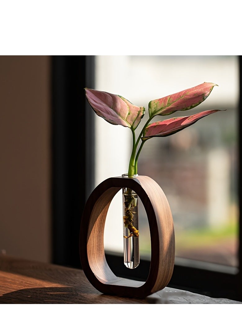 Walnut-Colored Creative Flower Vase – Minimalist Glass Plant Arrangement Decor