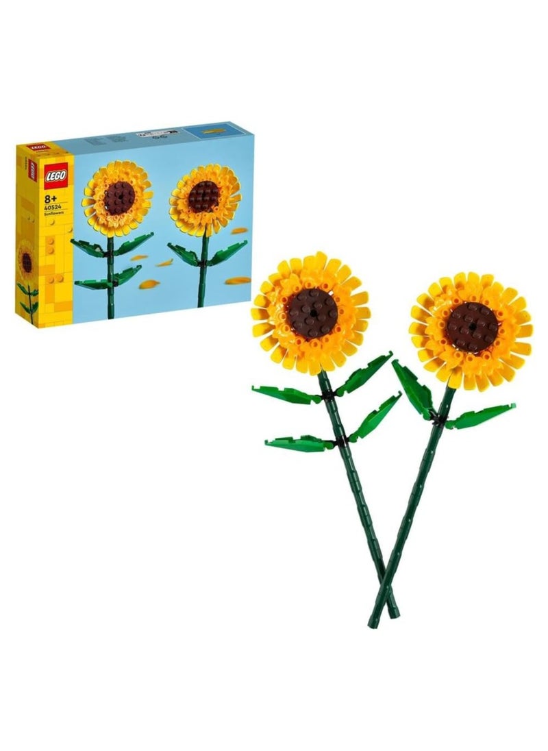 LEGO Sunflowers, Yellow Artificial Flowers Building Set, Display as a Bedroom Accessory or Floral Bouquet Home Decoration