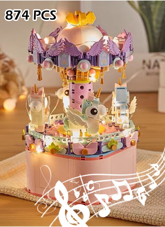Music Box Building Toys, 874-Pcs Assemble Building Block DIY Educational Toys Set– Gift for Kids 3+ Years and Adults