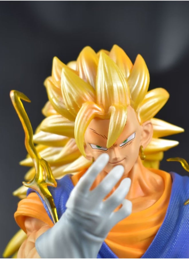 Dragon Ball Vegito（Three avatars can be replaced） Action Figure Decorative Resin Sculpture Home Decor Statue, Art Figurine Home Ornament Decoration for Office, Living Room, Bedroom, Book Shelf, TV Cabinet, Desktop