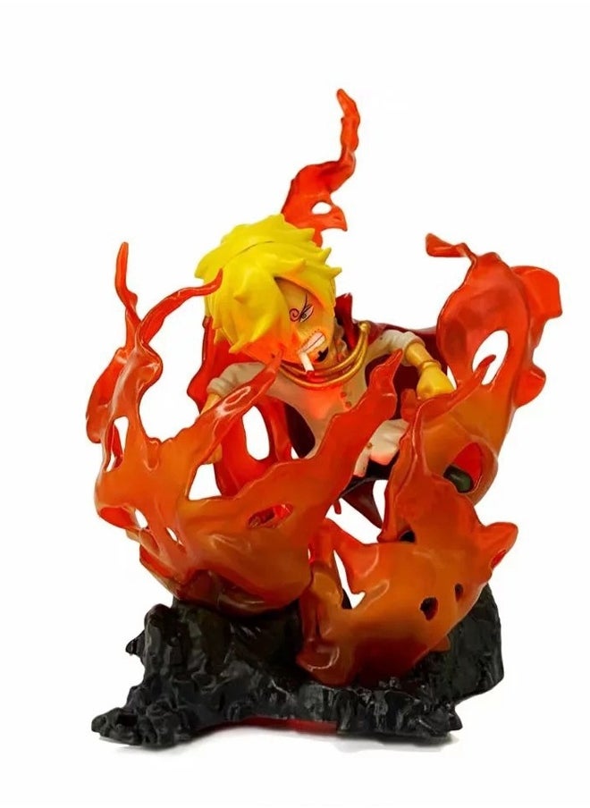 One Piece Devil's Wind Leg Sanji Action Figure Decorative Resin Sculpture Home Decor Statue, Art Figurine Home Ornament Decoration for Office, Living Room, Bedroom, Book Shelf, TV Cabinet, Desktop