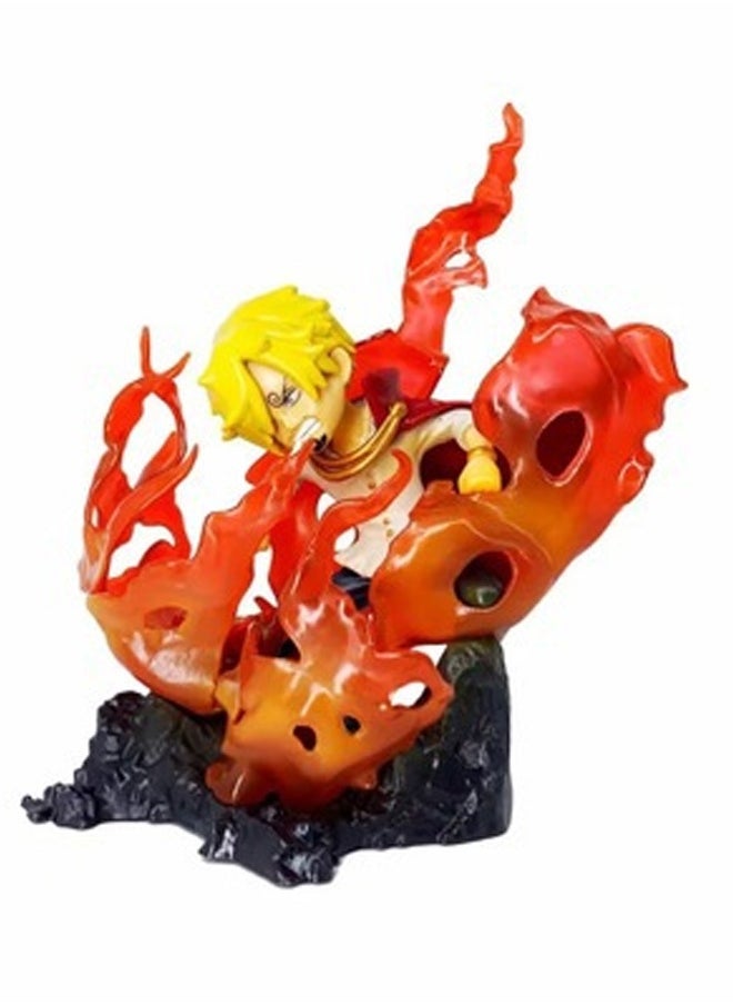 One Piece Devil's Wind Leg Sanji Action Figure Decorative Resin Sculpture Home Decor Statue, Art Figurine Home Ornament Decoration for Office, Living Room, Bedroom, Book Shelf, TV Cabinet, Desktop