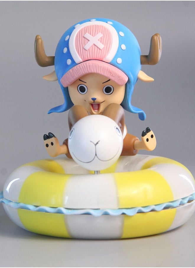 One Piece Swimming ring Chopper Action Figure Decorative Resin Sculpture Home Decor Statue, Art Figurine Home Ornament Decoration for Office, Living Room, Bedroom, Book Shelf, TV Cabinet, Desktop