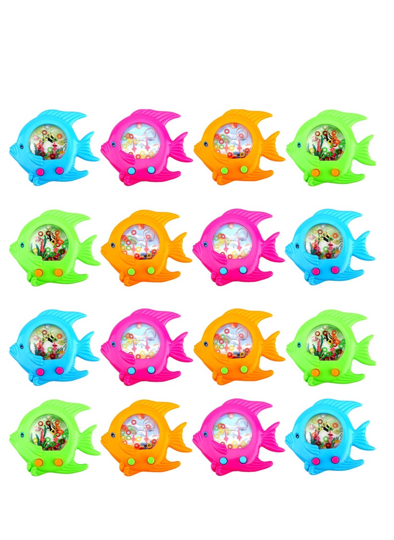 16 Pieces Colorful Fish Ring Toss Game Set - Retro Handheld Arcade Toys for Kids, Perfect for Parties, Travel Gifts, and Fun Pastime Activities