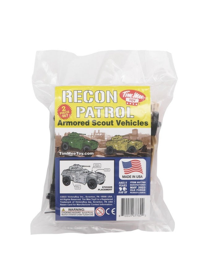 TimMee Recon Patrol Armored Cars OD Green & Tan Plastic Army Men Scout Vehicles