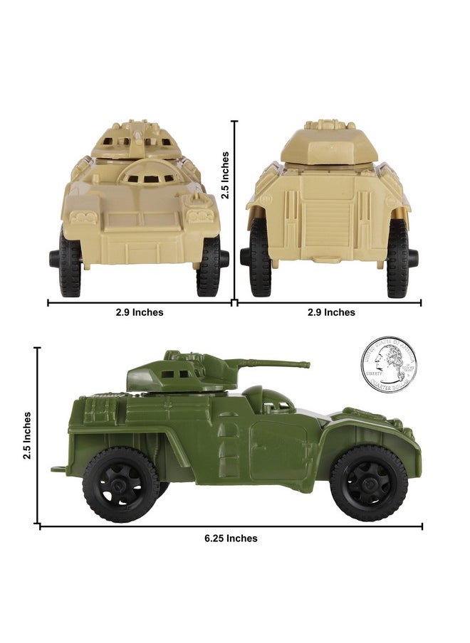 TimMee Recon Patrol Armored Cars OD Green & Tan Plastic Army Men Scout Vehicles