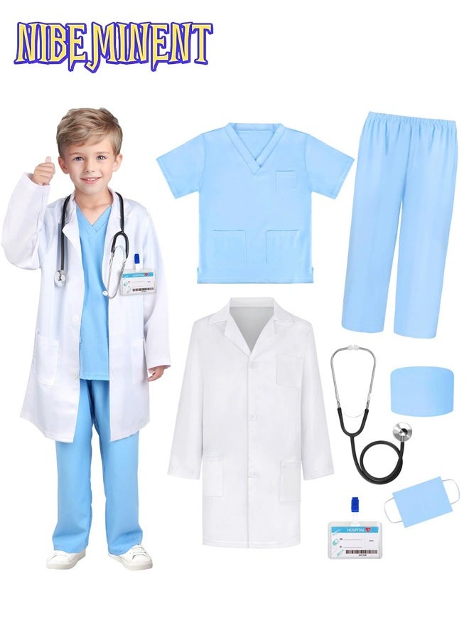 GIFTINBOX Doctor Costume for Kids Doctor Lab Coat for Kids Real Stethoscope, Girls Boys Halloween Costumes for Kids age 3-11