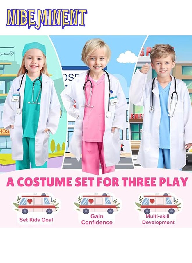 GIFTINBOX Doctor Costume for Kids Doctor Lab Coat for Kids Real Stethoscope, Girls Boys Halloween Costumes for Kids age 3-11