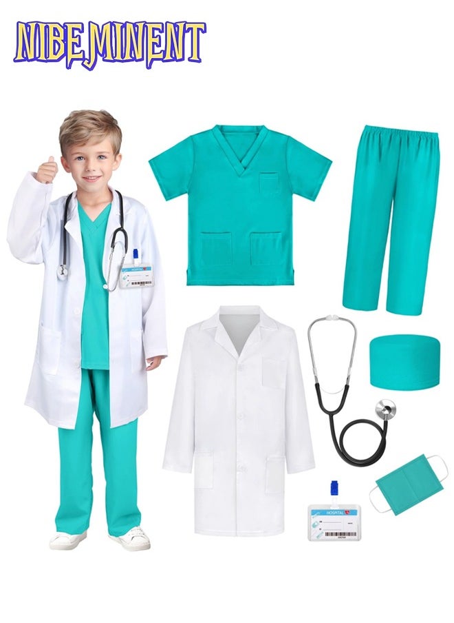 GIFTINBOX Doctor Costume for Kids Doctor Lab Coat for Kids Real Stethoscope, Girls Boys Halloween Costumes for Kids age 3-11