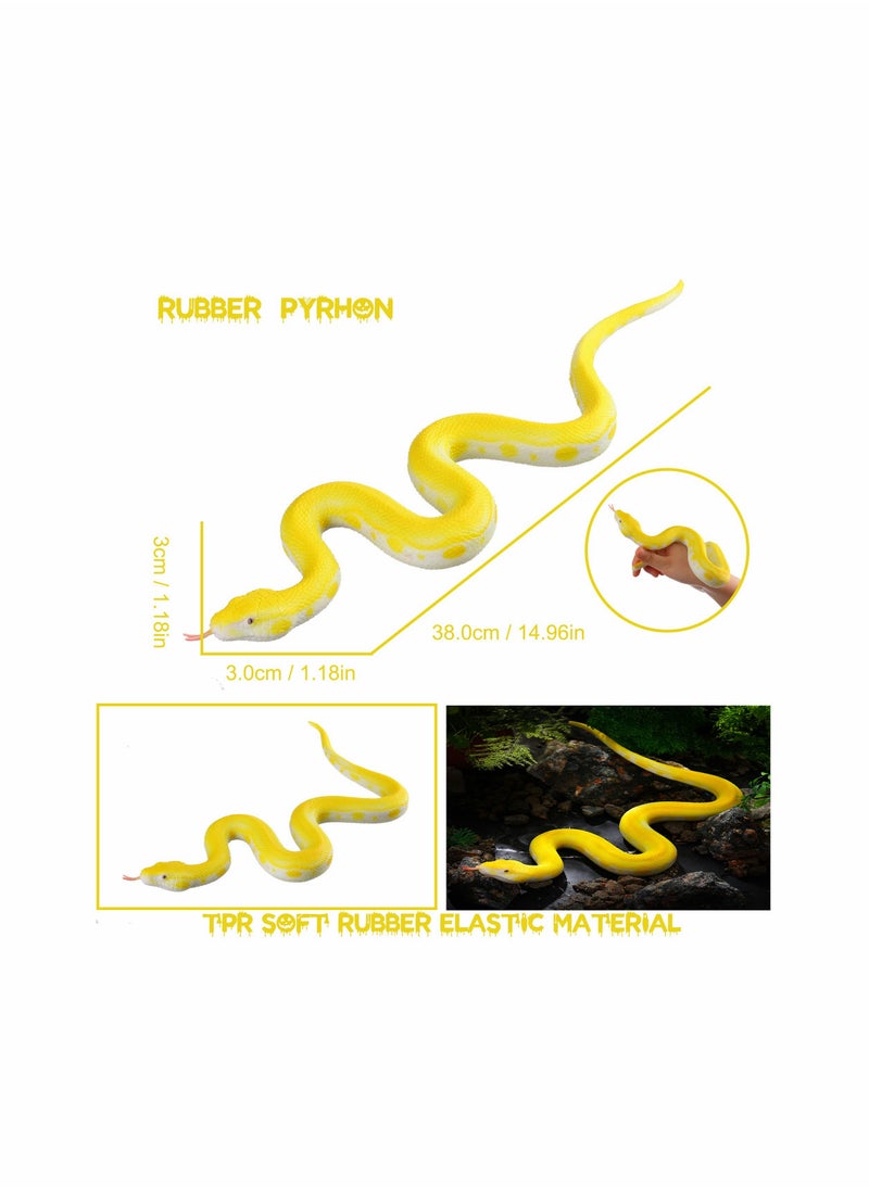 Realistic Snake Model Toy 2Pcs Rubber Elastic Python Action Model Lifelike Snake Toy Figurines Prank Props Stress Relif Toys Educational Toys Birthday Gift for Kids