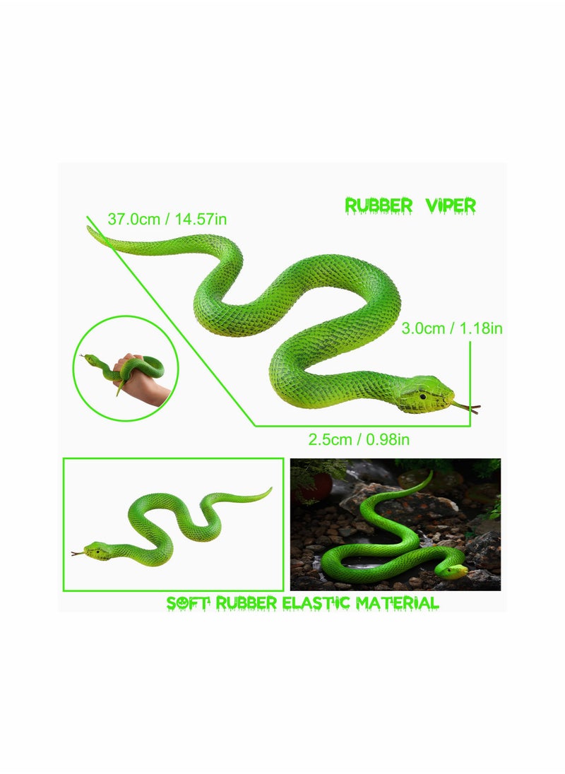 Realistic Snake Model Toy 2Pcs Rubber Elastic Python Action Model Lifelike Snake Toy Figurines Prank Props Stress Relif Toys Educational Toys Birthday Gift for Kids