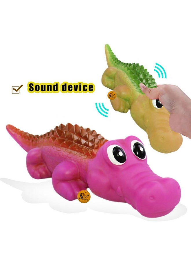 Sage Square Durable, Interactive Dog Squeaky Crocodile Toy with Built-in Squeaker for Tugging, Fetching and Cleaning Teeth. Suitable, Keeps Dogs Happy (Random Colour)