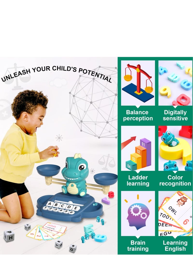 Dinosaur Math Balance Toys, Dinosaur Kindergarten Preschool Learning Activities Math Counting Matching Letter Toys   Toddler Educational Toys for 3 4 5 6 7 Year Olds Boys Birthday Gift Game