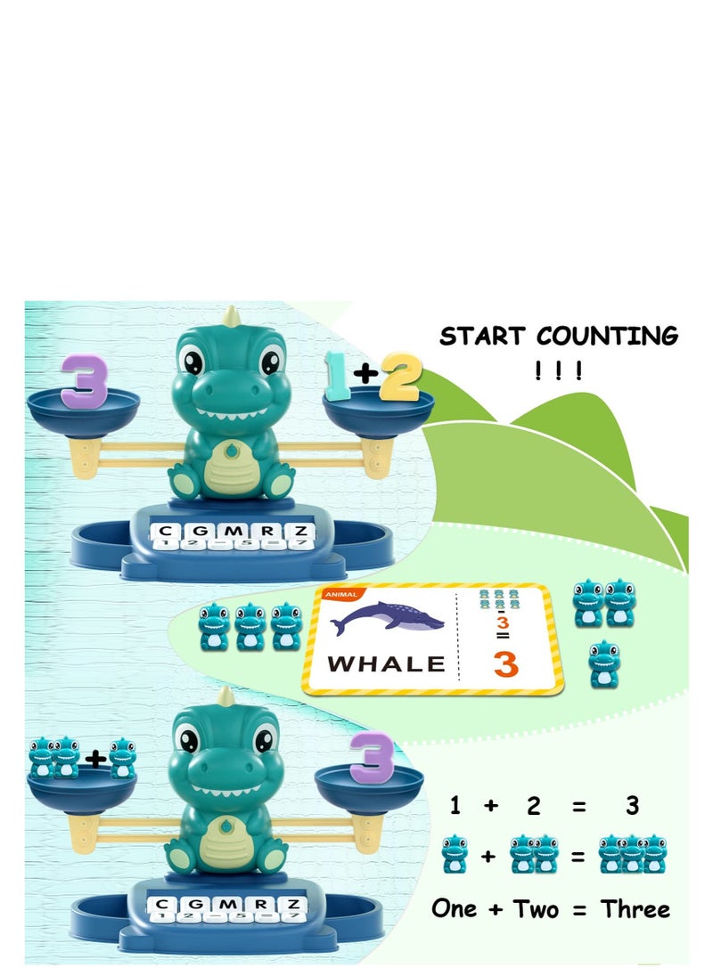 Dinosaur Math Balance Toys, Dinosaur Kindergarten Preschool Learning Activities Math Counting Matching Letter Toys   Toddler Educational Toys for 3 4 5 6 7 Year Olds Boys Birthday Gift Game