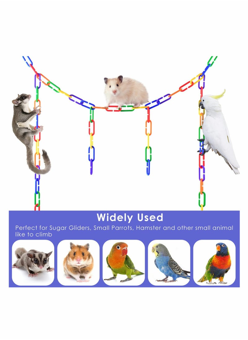 Plastic Chain Links for Birds, 200PCS Mix Color Rainbow DIY C-Clips Chains Hooks Swing Climbing Cage Toys