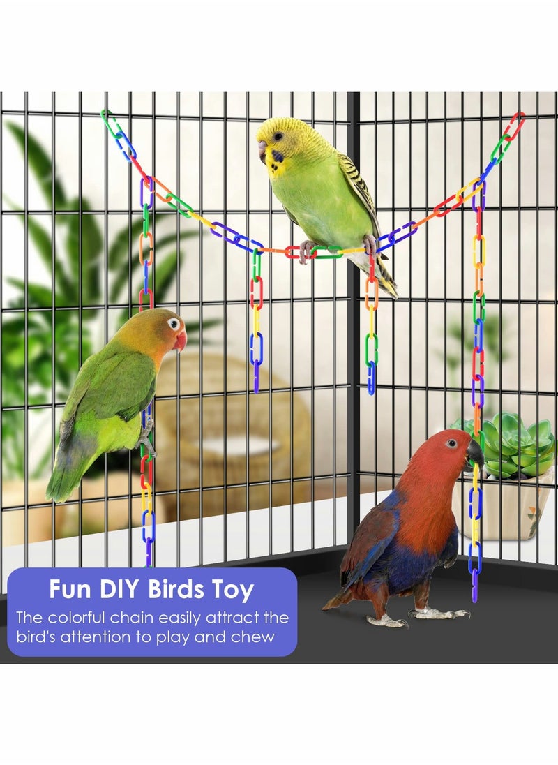 Plastic Chain Links for Birds, 200PCS Mix Color Rainbow DIY C-Clips Chains Hooks Swing Climbing Cage Toys