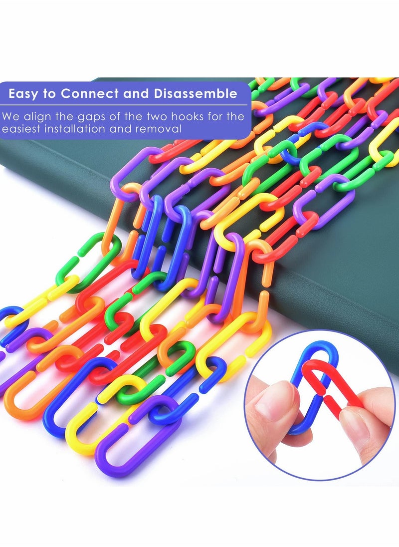 Plastic Chain Links for Birds, 200PCS Mix Color Rainbow DIY C-Clips Chains Hooks Swing Climbing Cage Toys