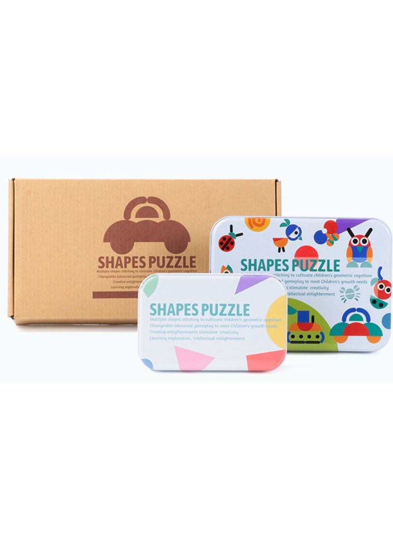 Iron box Montessori fun shape jigsaw puzzle baby early education toy children jigsaw puzzle girl boy