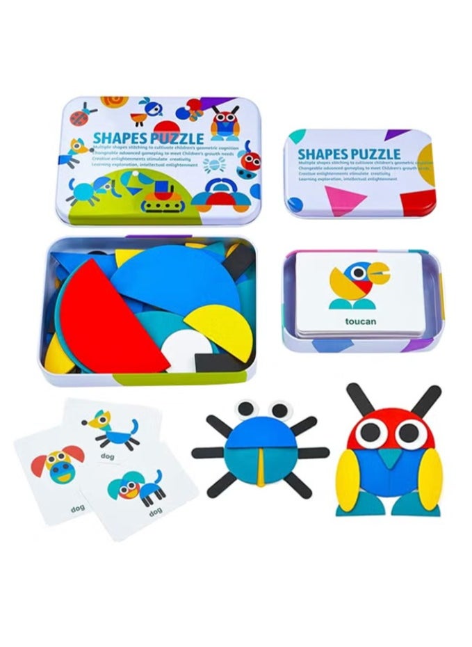 Iron box Montessori fun shape jigsaw puzzle baby early education toy children jigsaw puzzle girl boy