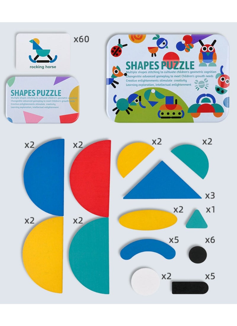 Iron box Montessori fun shape jigsaw puzzle baby early education toy children jigsaw puzzle girl boy